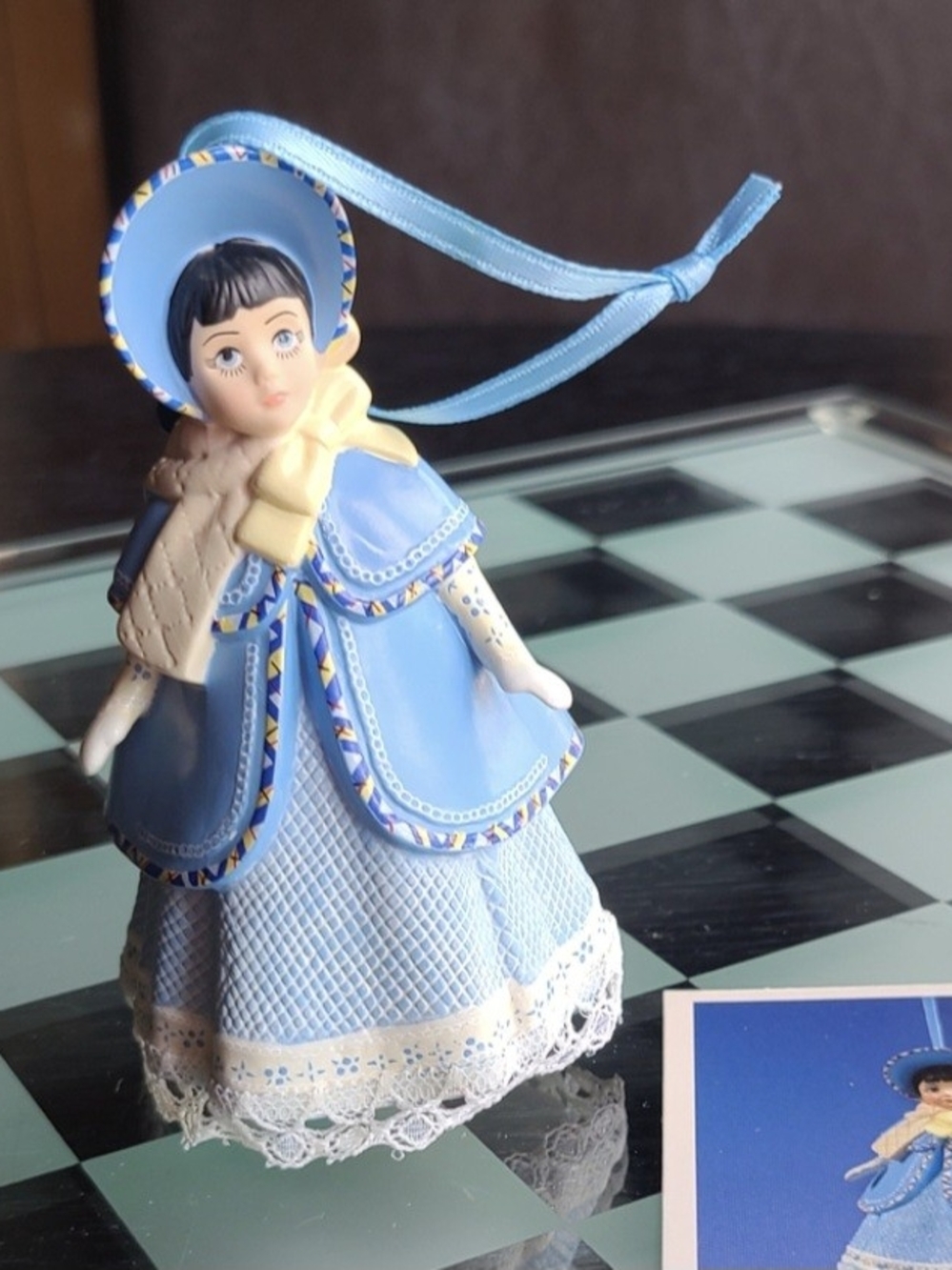 Blue Doll Ornament with Lace Dress - Kids Accessories